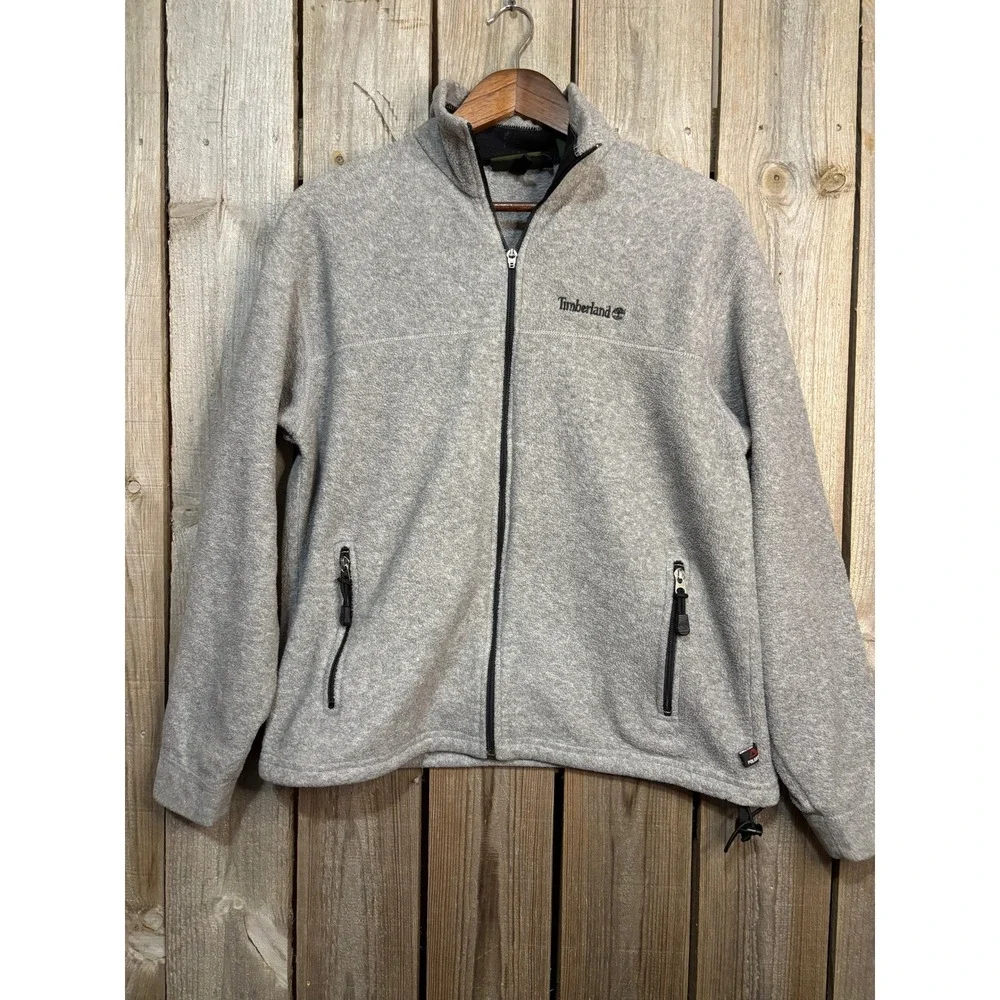 Timberland Mens Gray Polartec Fleece Full Zip Jacket Size S Mock Neck Outdoor‎